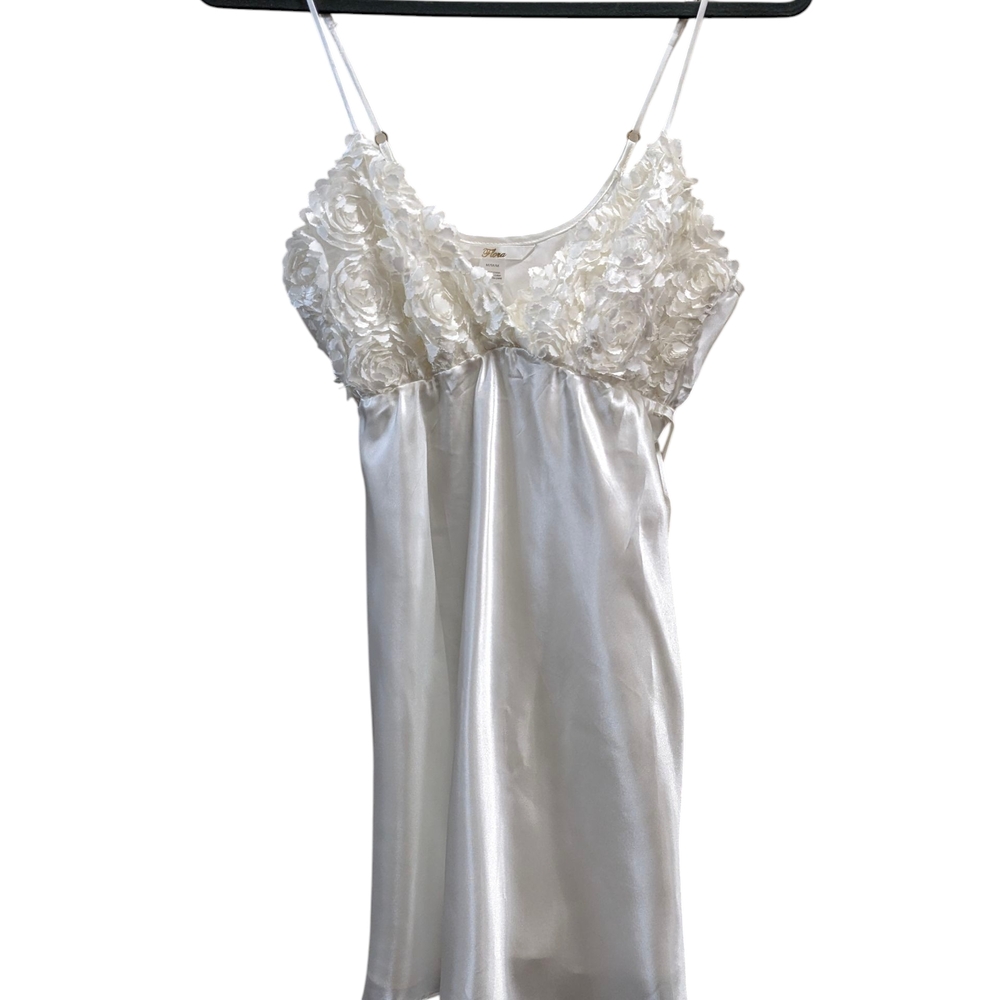 Flora Ivory Floral Chemise with Adjustable Straps - Size Medium